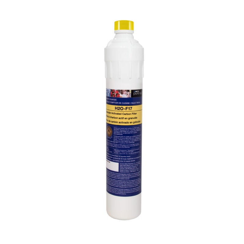 Watts Premier H2O-F17 Pure H2O GAC Carbon Filter Replacement for H2O-DWGC100, H2O-DWGC101, H2O-DWRO300 Under Counter Water Filtration Systems, Push Button Design - Image 1